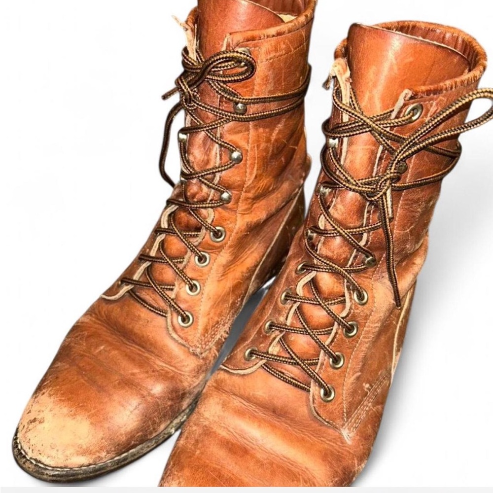 Vintage Genuine Leather Justin’s Co. Roper Lace Up Ankle Boots